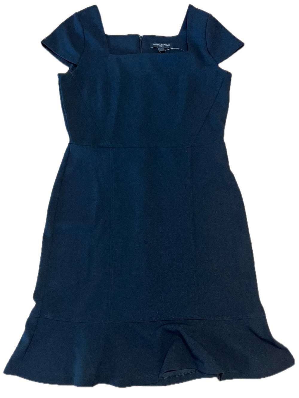 Banana Republic Black Ruffle Hem Sheath  Little Black Dress, Size 4